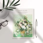 Fark Tanıtım Van Gogh Kapak Tasarımlı Kraft Sayfa A5 Pembe Güllü Vazo Desen III Çizgisiz Defter