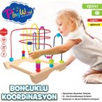 Farklica Ahşap Boncuklu Koordinasyon Oyunu Helezon Yay Labirent Eğitici Oyuncak 3 Yaş