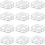 Farmer Mani 12'li Paket Şeffaf Kare Plastik Boncuk Saklama Kapları Kutusu (2,06 x 2,56 x 0,39 inç), Küçük eşyalar, El Sanatları, Boncuklar, Madeni Paralar, Takı ve Kartvizitler için Kare Boncuk