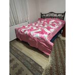 Farmlove Kırkyama Pamuk Saten Pike Yatakörtüsü Çeyizlik Elyapımı - Pembe - Beyaz - 360 x 220 cm