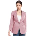 FARVALUE Kadın Bahar Günlük Blazers Uzun Kollu Çentik Yaka İş Ofis Cepli Sonbahar Blazer Ceketler, Pembe, XL