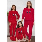 Farya Home Civciv Desenli Anne Kız Çocuk Kombin Peluş Pijama Takımı (ANNE KIZ AYRI SATILIR.)