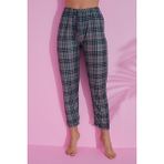 Farya Home Dreamy Pamuklu Süet Kadife Ekose Desenli Pijama Altı Pantolon - Petrol Yeşili - 2XL
