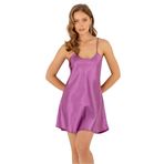 Faryanight Saten İp Askılı Şık Mini Gecelik, Orkide, L/XL