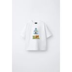 Fasardi Super Bear Adventure Süper Ayı Baskılı Oversize %100 Pamuk Kısa Kollu Unisex Çocuk Tişört - Beyaz - 8 - 9 Yaş