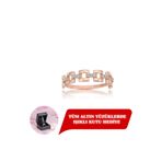 FasekGold 14 Ayar Altın Yüzük-taşlı Kare Zincir -taşlı Minimal Altın Alyans-hediye Altın Tasarım Eklem Yüzük