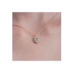 FasekGold Green Topaz 0,90 Ct (NANO YEŞİM TAŞI) 0,24 Ct Pırlanta (SIGNTY) Anturaj 14 Ayar Altın Kolye
