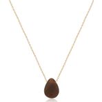 Fasetli Kesim Bal Rengi Damla Kolye - Rose Gold Kaplama 925 Ayar Gümüş Zincir - UVPS100266