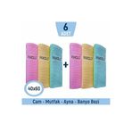 Fashcolle 3'lü Mikrofiber Temizlik Bezi 6lı Paket Cam, Vitrin, Mutfak, Araba Bezi - 40x60cm