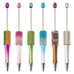 FASHEWELRY 6 adet gökkuşağı taklidi kalemler Bling Beadable kalem elmas bedazzled kalem plastik siyah mürekkep tükenmez kalemler tatil kalem hediye öğrenciler ofis okul malzemeleri