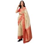 FASHION BAZAR 365 Geleneksel Giyim Kadın Saf Yumuşak Banarasi İpek Kumaş Baskılı İş Saree 13192, 3, XXL