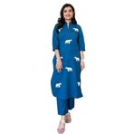 FASHION BAZAR 365 Hint Kadın Pamuk Şantuk Kumaş Güzel Fil İplik İş Elbisesi 527j, Mavi, XL