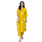 FASHION BAZAR 365 Hint Kadın Pamuk Şantuk Kumaş Güzel Fil İplik İş Elbisesi 527j, Sarı, XL
