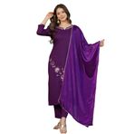 FASHION BAZAR 365 Hint Kadın Viskon Rayon Kumaş İşlemeli İş FEstival Giyim Takım 12207, 1 US Big, X-Large