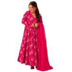 FASHION BAZAR 365 Hintli Kadın Ağır Rayon Kumaş Ağır Dijital Baskılı İş Anarkali Takım 12555, 1, L