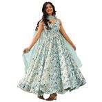 FASHION BAZAR 365 Hintli Kadın Ağır Rayon Kumaş Ağır Dijital Baskılı İş Anarkali Takım 12555, 4, M