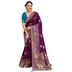 FASHION BAZAR 365 Saf Dola İpek Kumaş Dokuma Zari & Üçlü Meenakari Swarovski İş Saree 12526, 2, XXL