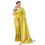 FASHION BAZAR 365 Saf Dola İpek Kumaş Dokuma Zari & Üçlü Meenakari Swarovski İş Saree 12526, 3, XXL