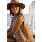 FASHION COCKTAIL Geometrik Dairesel Desenli Çift Kalın Askılı Çıtçıtlı Astarlı İç Cepli Kağıt İp Örgü Bohem Doğal Hasır Çanta Örgü Örme Plaj Sahil Deniz Omuz Çantası
