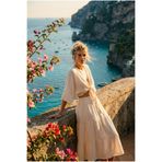 FASHION COCKTAIL Romantik Fisto İşlemeli V Yaka Önden Bağlamalı Crop Bluz ve Kat Kat Fırfırlı Etek Seti Tiril Tiril Şile Bezi Görünümlü Müslin Etnik Bohem İkili Takım