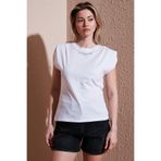 Fashion Friends % 100 Pamuk Standart Fit Bisiklet Yaka Taşlı Bluz BLUZ 25Y0472K1