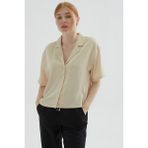 Fashion Friends 24Y0621K1 Kadın Kısa Kollu Gömlek - Bej