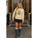 Fashion Friends Bisiklet Yaka Nakışlı Ekru Kadın Kazak 25K0314K1 - M