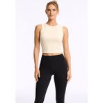 Fashion Friends Crop Fit Bisiklet Yaka Atlet Bayan Atlet 26Y0713K1 - Bej - L - XL