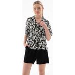 Fashion Friends Desenli Siyah Kadın Gömlek 25Y0240K1 - 14-Siyah