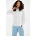 Fashion Friends Etek Ucu Püsküllü Kadın Gömlek 25Y0390K1 - Beyaz - XL
