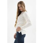 Fashion Friends Kadın Bisiklet Yaka Kazak K0242K1 Ekru S