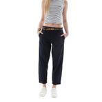 FASHION FRIENDS Kadın Lacivert Boyfriend Pantolon, 40 Beden