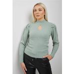 Fashion Friends Kadın Pencere Detaylı Kazak 23k0397k1 Çağla