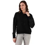 FASHION FRIENDS Kadın Siyah Sweatshirt, Bisiklet Yaka, Oversize, S Beden