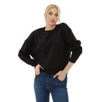 FASHION FRIENDS Kadın Siyah Sweatshirt, Bisiklet Yaka, XS