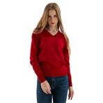 Fashion Friends Kadın V Yaka Kazak 23K0244K1 Bordo XS