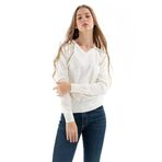 Fashion Friends Kadın V Yaka Kazak 23K0244K1 Ekru S
