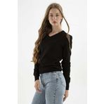 Fashion Friends Kadın V Yaka Kazak 23K0244K1 Siyah S