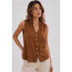 Fashion Friends Kolsuz Kahverengi Kadın Gömlek 26Y0369K1