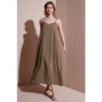 Fashion Friends Modal Karışımlı Standart Fit Midi Boy Askılı Bayan Elbise 25Y0501K1 HAKİ