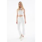 Fashion Friends Pamuklu Yüksek Bel Bol Paça Jeans Bayan Kot Pantolon 26Y0294K1 BEYAZ