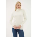 Fashion Friends Regular Fit Balıkçı Yaka Kazak Bayan Kazak 25K0780K1 - Ekru - M