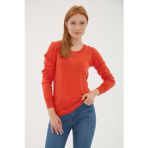 Fashion Friends Regular Fit Bisiklet Yaka Triko Bayan Kazak 25K0779K1 KİREMİT