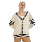 Fashion Friends Regular Fit V Yaka Çizgili Triko Hırka Bayan HIRKA 24K0511K1