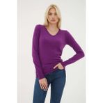 Fashion Friends Regular Fit V Yaka Kazak Bayan Kazak 25K0778K1 - Mor