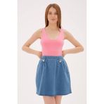 Fashion Friends Regular Fit Yuvarlak Yaka Kalın Askılı Örme Atlet Bayan Atlet 24Y0535K1 - Pembe