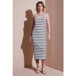 Fashion Friends Slim Fit Yuvalak Yaka Düğmeli Midi Boy Bayan Elbise 25Y0375K1 EKRU