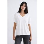 Fashion Friends Standart Fit V Yaka Kısa Kollu Bayan Bluz 26Y0021K1 BEYAZ