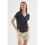 Fashion Friends V Yaka Antrasit Kadın Bluz 26Y0144K1