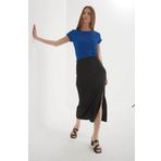 Fashion Friends Yırtmaçlı Midi Etek Siyah